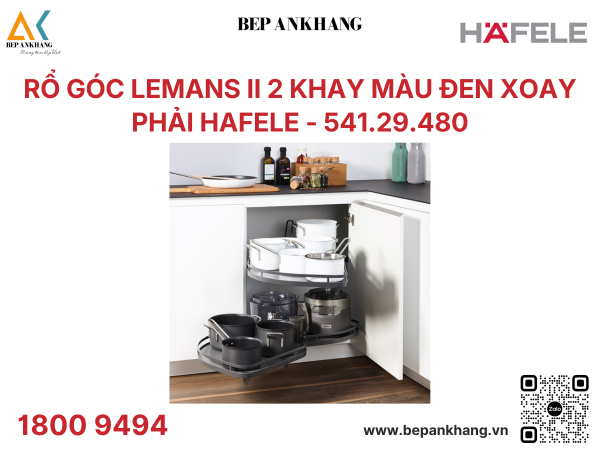 Phụ kiện tủ góc xoay trái Rổ góc Hafele LeMans II 450/600-750 mm 541.29.480